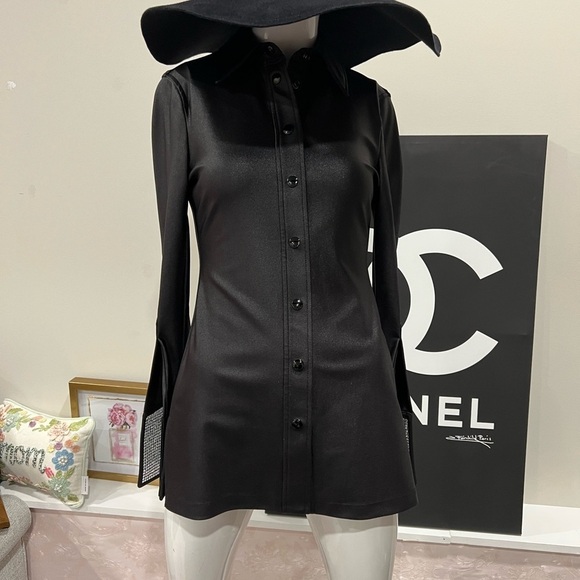 ALEXANDER WANG  crystal-embellished split-cuff shirt 1CC1221550-00. - Picture 3 of 16